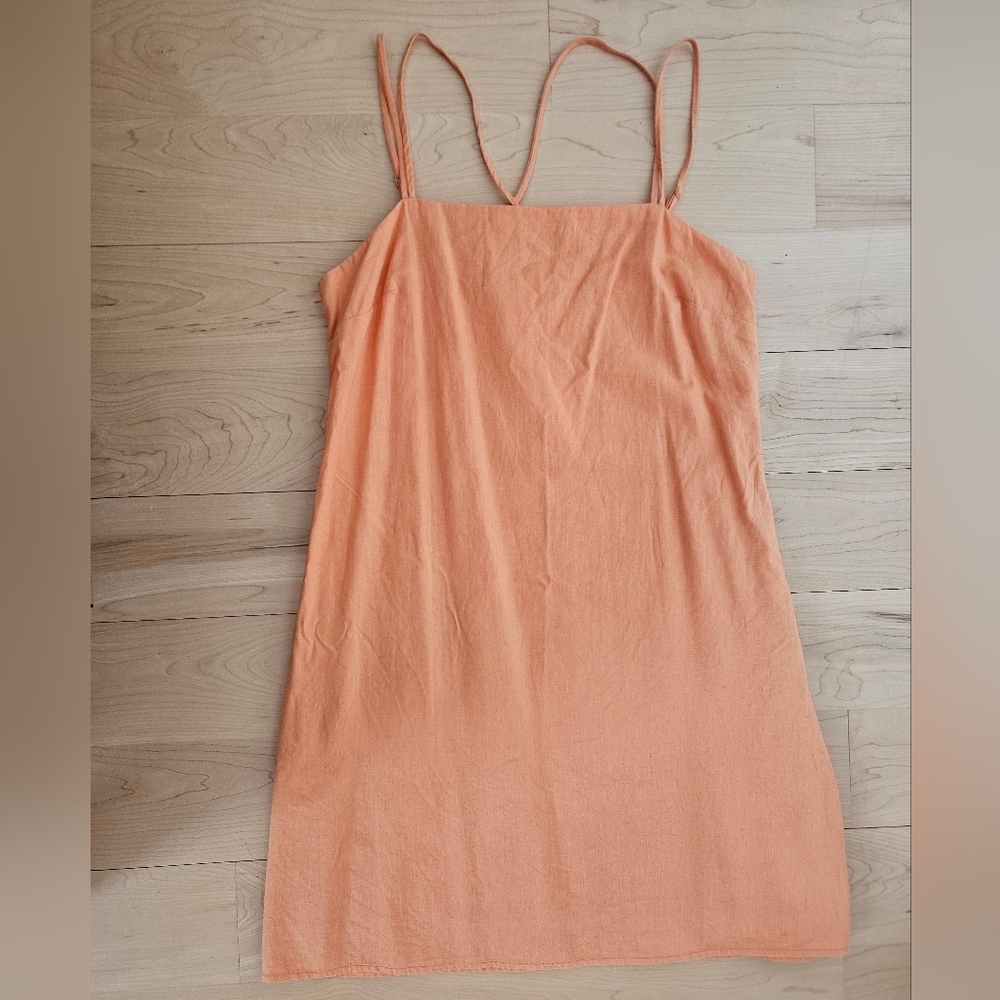 Linen-Blend Orange Mini Dress
